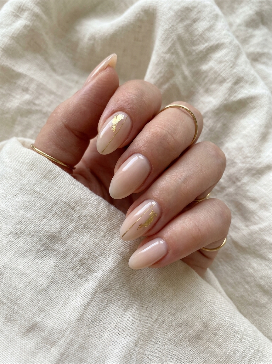 Milky Gold Nails als Goldene Nägel Inspiration 2026